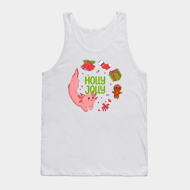 Holly Jolly Axolotl Tank Top by Kimprut